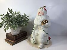Vintage LENOX Holiday Santa Collection Cookie Jar ~ No Lid~ Beautiful Bargain picture