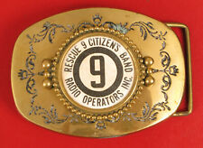 VINTAGE SOLID BRASS HEAVY RESCUE 9 CITIZENS BAND RADIO OPERATOR INC. BELT BUCKLE picture