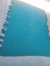 Vintage brentwood Originals knit Bedspread, Moss Green & Bright Teal W/ Cherubs picture
