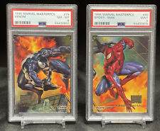 1996 Marvel Masterpieces Duels #79 Venom PSA 8 and #80 Spider-Man PSA 9 picture