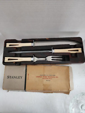 Vintage Stanley Deluxe Carving Set With Bakelite Brown Storage Box (6B) picture
