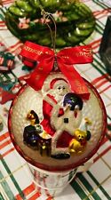 Vintage Waterford Santa Toys Glass Globe Christmas Ornament w/ Ribbon picture
