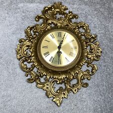 Vintage Burwood Homco Wall Clock Gold Plastic Victorian Regency Retro Look WORKS picture