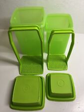 Pair of Tupperware Pick a Deli Pickle Olive Keepers 1330-7 1560-2 Bright Green picture