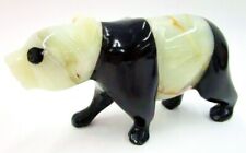 Panda Bear Figurine Large, Black Onyx & White Marble Stone Carved 9