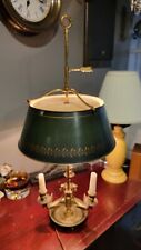 Rare Chapman Antique 3 Swan Brass w Metal Tole Shade Bouillotte Table Lamp picture