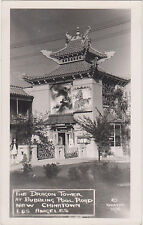 RPPC,Los Angeles,CA.New China Town,Dragon Tower & Bubbling Pool,Quillen,1945-50s picture
