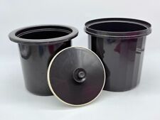 Vintage Tupperware Ice Bucket Cooler 3 Pc Set Brown #1683 with Push Button Lid picture