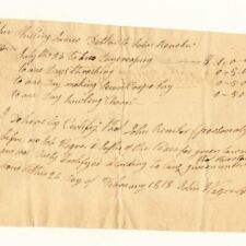 1818 antique JOHN SHILLING ohio HANDWRITTEN PENMANSHIP receipt FARM WORK hawling picture