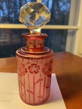 Rare Daum Cristal Nancy France Cranberry Cameo  Cut Perfume Bottle picture