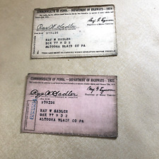 Lot of 2 Commonwealth of Penna Department of Highways 1924 & 1925 License card picture