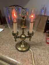 Vintage 1940’s Twin Brass Colonial Hurricane Lamp Works picture