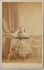 CDV GIRL NAMED JOSEPHINE ROWELL HOOPED SKIRT ANTIQUE PHOTO FASHION BOOK picture