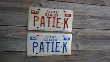 Texas Dealer Vanity all Original embossed license plates 1979 and 1984 Patie - K picture