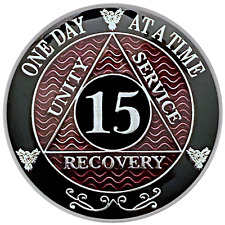 AA 15 Year Coin, Silver Color Plated Medallion, Alcoholics Anonymous Coin picture