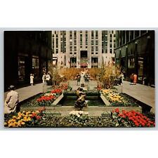 Postcard NY New York City The Rockefeller Center Channel Gardens Fifth Ave picture
