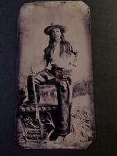 Sixth-Plate Long Hair Cowboy Tintype C2351RP picture