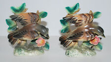 Pretty Pair of Ceramic Figurines Swallows Birds Floral Fairyland Import Japan picture