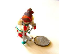Antique MINIATURE Metal SNOW SKIING FOX Ornament Figurine MOVEABLE ARMS LEGS picture