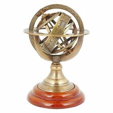 Brass Armillary Sphere Astrolabe On Wooden Base Maritime Nautical  picture