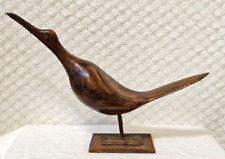 Primitive Shore Bird Carved Wood Folk Art Vintage Figurine 7.5