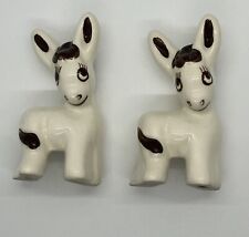 Vintage 3” Donkey Ceramic Kitsch Pottery Mule Figurines Lot Set Of 2 Japan? USA? picture