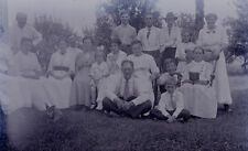 4x5 5x4 4 x 5 Antique Glass Plate Negative - Family Church Group outside rural picture