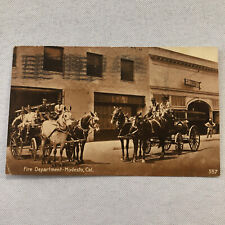 Modesto California Fire Department Horse Fire Truck Wagon Postcard 1912 Post picture