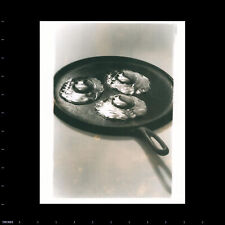 Vintage Photo ABSTRACT CAST-IRON SKILLET METALLIC EGGS SUNNY SIDE UP picture