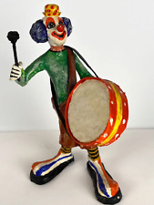 Vtg Handcrafted Paper Mache Colorful Clown Playing Drum Folk Art Mexico, Signed picture