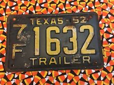 1952 TEXAS   TRAILER LICENSE PLATE  7F1632 picture