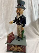 Vintage Uncle Sam Metal Cast Iron Working Mechanical Coin Bank  picture