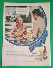 1948 Pabst Blue Ribbon Beer Magazine Print Ad If You Were to Drop In on... picture