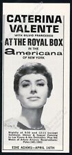 1968 Caterina Valente photo Americana Hotel Royal Box cabaret vtg print ad picture
