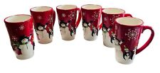 St. Nicholas Square Christmas Holiday Coffee Mug Cup Set Of 6 Jolly Red Snowman  picture