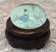 Antique Chinese Painted White Ground Art Glass Paperweight  picture