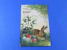 HAPPY EASTER POSTCARD BUNNY COLORED EGGS 1915 CHICAGO CANAL STATION CANCELLATION picture
