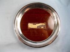 Crescent Vintage Decorative Wooden Or Faux Wood Plate With Silver Rim (O) AS IS picture