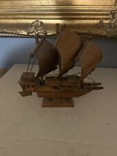 Vintage Handmade Wooden Sailing Ship Skipper Wooden Sails picture