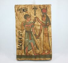 Rare Antique Wall Relief of Ramses II With God Hathor In Egyptian Mythology picture