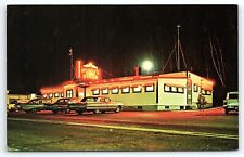 1960s WALDOBORO MAINE MOODY'S DINER US 1 NEON SIGN BESIDE MOTEL POSTCARD P2933 picture