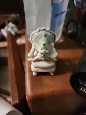 Vintage Japan Green gilt Porcelain Elf Small Figurine On Chair Pixie Sprite ~ 3