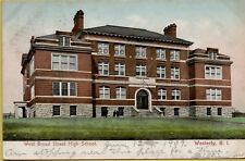1909 Exterior View West Broad Street High School Westerly RI Postcard A34 picture