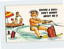 Postcard Having A Ball Dont Worry About Me  with Humor Comic Art Print picture