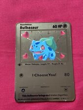 Bulbasaur Love Valentines Solid Metal Golden Card Limited Edition I Choose You picture