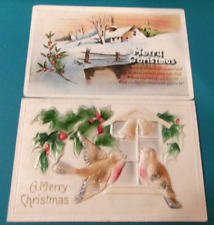 10 VICTORIAN CHRISTMAS POSTCARDS COLORFUL SCRAPBOOKING HOLIDAY picture