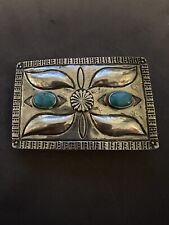 Sterling Silver Belt Buckle with Blue Turquoise Stones / men’s or women’s picture