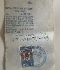 1929 ROYAL Consulate Of Egypt FAMILY PASSPORT  VISA  STAMP picture