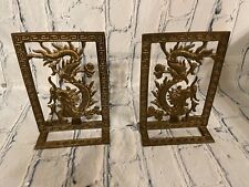 Chinese Japan Dragon Brass Bookends Mid Century Sculpture Statue Mcm Eames Era picture