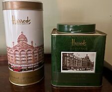 Set of two Harrods of London Knightsbridge empty tea and biscuits tin containers picture
